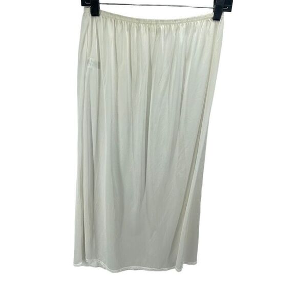 Vanity Fair Other - Vanity Fair Womens Half Slip Skirt Lingerie Slit Lace Trim Nylon Cream Large